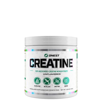 ONEST 150g (30 Servings) Micronized Creatine Monohydrate Powder - 5g per Serving Unflavoured Creatine Powder for Muscle Gain with Gluten-Free &amp; GMO-Free Formula for Post Workout for Men &amp; Women