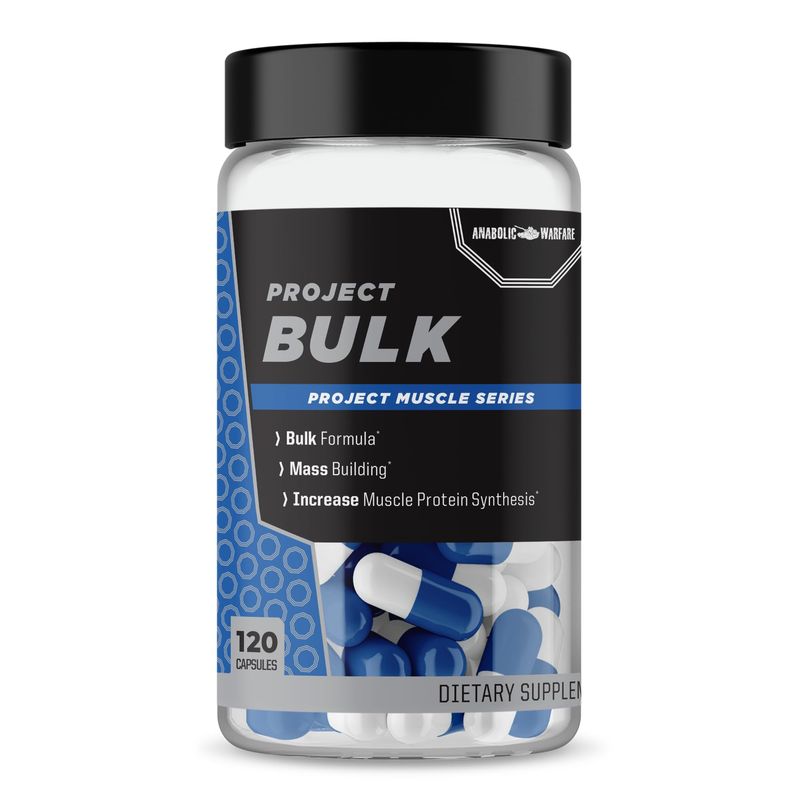 Anabolic Warfare Project Bulk, Mass Building Formula, Protein Synthesis, Strength, Muscle Definition, Made with Botanicals*