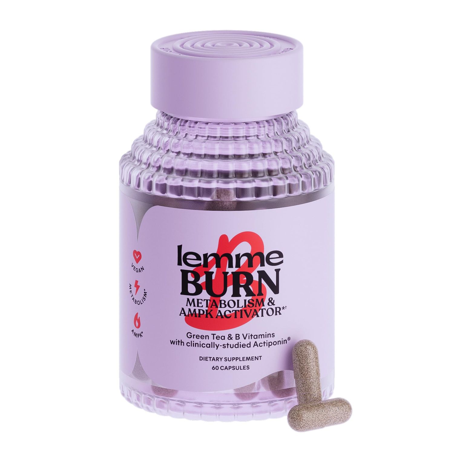 Lemme Burn - Metabolism, Belly Fat Burning + AMPK Activating Supplement for Men &amp; Women w/Clinically Studied Actiponin Gynostemma, Green Tea Extract, Vitamins B6 &amp; B12 - Vegan, Gluten Free, 60 Count