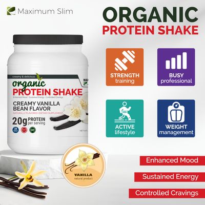 Maximum Slim Organic Protein Shake - Creamy Vanilla Bean Flavor