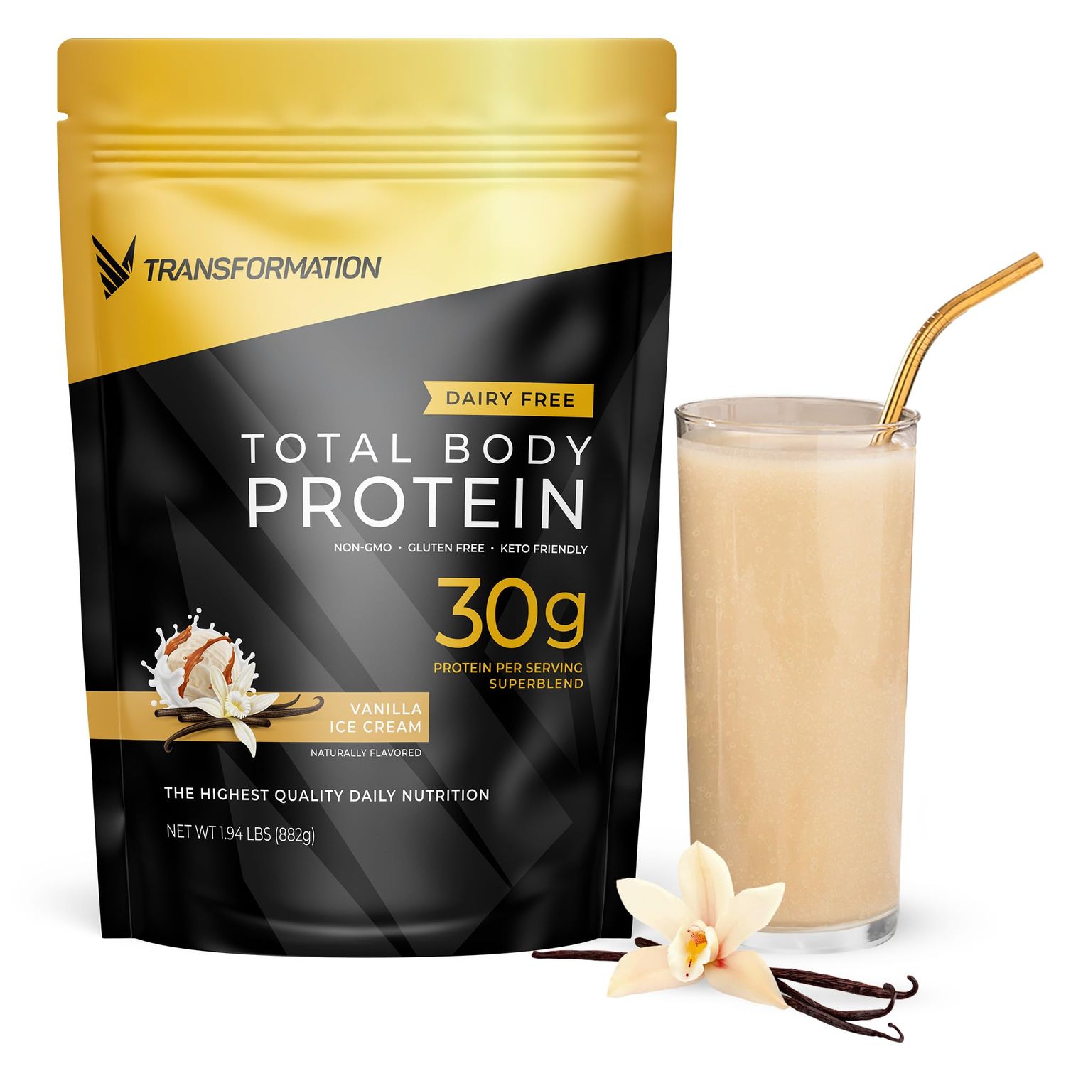 Transformation Protein Super Blend | Egg White, Collagen Peptides, and Plant Protein | 15 Billion CFU Probiotics | Digestive Enzymes | MCT Oil | BCAAs | Low Carb Shake for Men &amp; Women | Vanilla