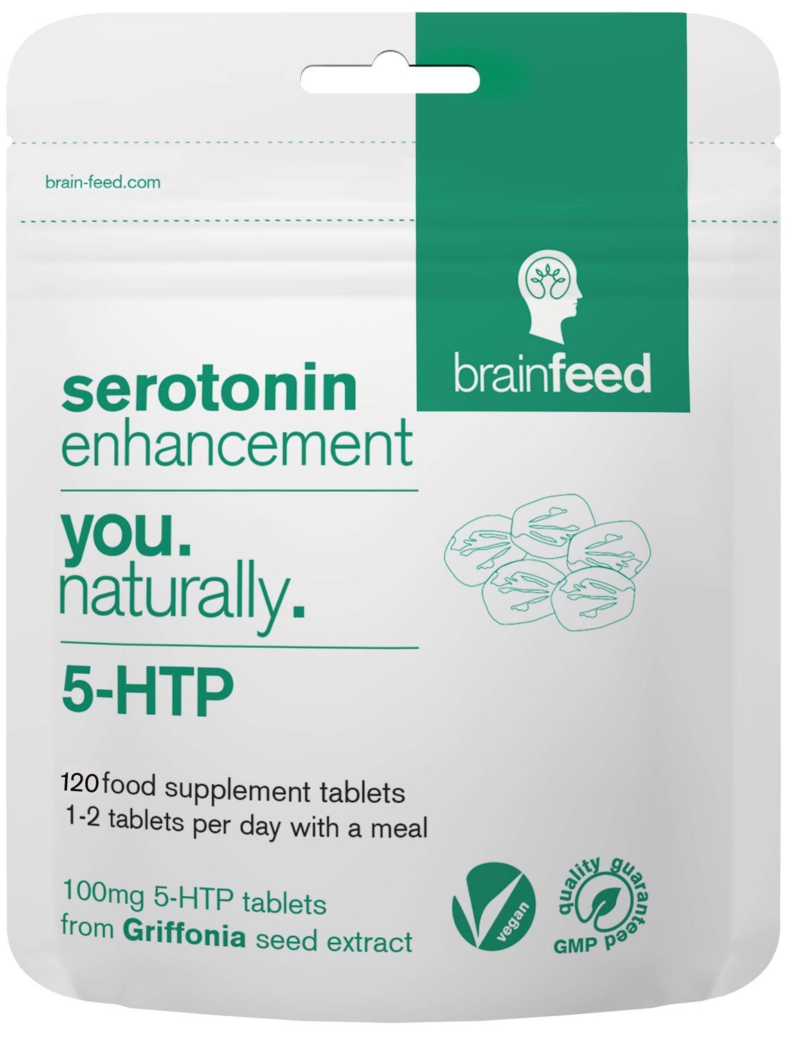 Serotonin Supplements (120) | 1-a-Day Serotonin Mood Support | 5HTP 100mg Per Tablet from Griffonia Seed Extract | Natural Serotonin Booster | 3 Month Supply