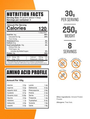 BulkSupplements.com Almond Protein Powder - Plant Based Protein, Flavorless Protein Powder, Almond Powder - Unflavored &amp; Gluten Free, 30g per Serving, 250g (8.8 oz) (Pack of 1)