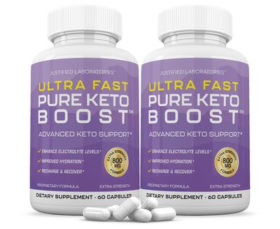 (2 Pack) Ultra Fast Pure Keto Boost Pills 1275MG New &amp; Improved Formula Contains Apple Cider Vinegar Extra Virgin Olive Oil Powder Green Tea Leaf 120 Capsules