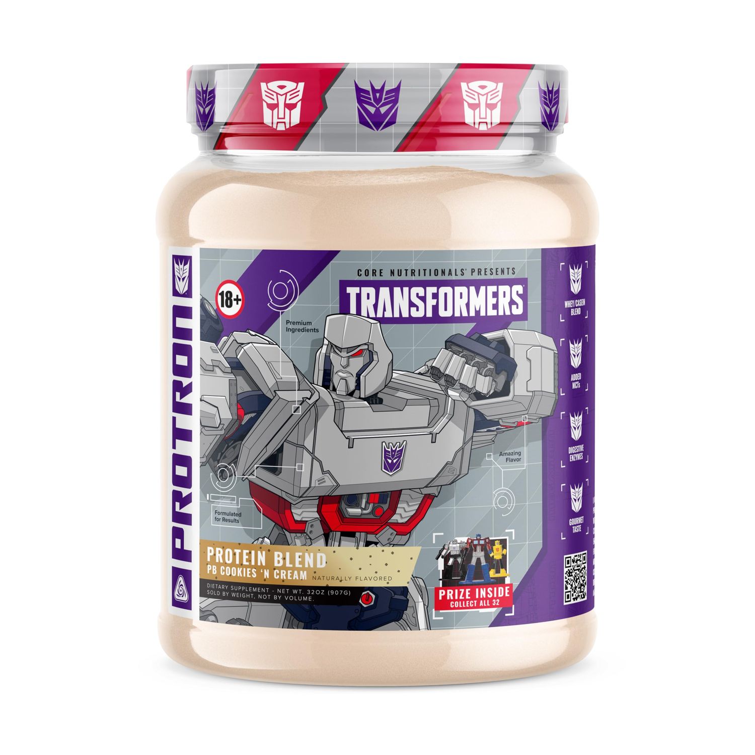 Core Nutritionals | Transformers Protron Protein Blend Nutritional Supplement Formula (Free Prize Inside) for Adults Ages 18+ (2 Pounds, PB Cookies &#39;N Cream)
