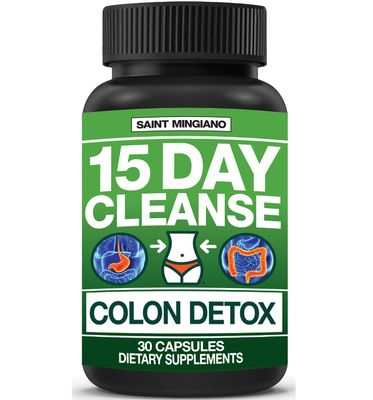 Saint Mingiano 15 Day Cleanse | Colon Detox with Natural Laxative for Constipation &amp; Bloating. 30 Pills to Detoxify &amp; Boost Energy | Extra-Strength Senna Leaf Supplements | Strong for Some People.