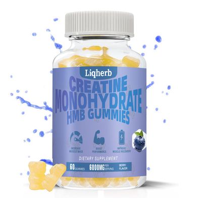 Liqherb Creatine HMB Gummies for Adults,Creatine Monohydrate 5000mg and HMB 1000mg Supports Muscle Recovery, Relieves Soreness, Improves Endurance, Non-GMO, Vegan, Gluten-Free, 120