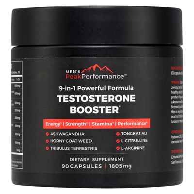 MEN&#39;S PeakPerformance - Testosterone Booster Supplement for Men - Boost Stamina, Muscle Growth, Energy, Strength, Endurance &amp; Drive - Ashwagandha, Tribulus, L-Arginine, Tongkat Ali- 90 Capsules