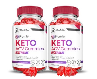 (2 Pack) Premier Keto ACV Gummies Extreme 2000MG Premier Keto Gummies Apple Cider Vinegar Formulated with Pomegranate Beet Juice Powder B12 Vegan Non GMO 120 Gummys