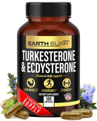 Earth Elixir Turkesterone 1000mg and Ecdysterone 1000mg Supplements (180 Capsules) 2 Month Supply - 3rd Party Tested- Turkesterone Supplement for Men (Ajuga Turkestanica) with 95% Beta Ecdysterone
