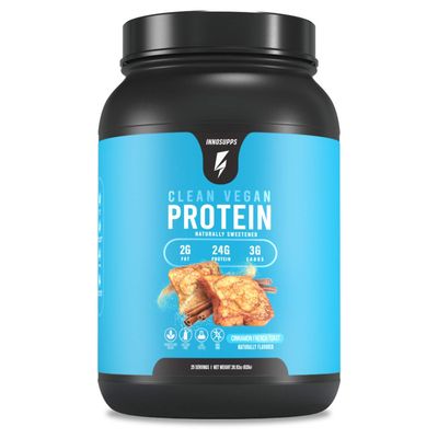 InnoSupps Clean Vegan Protein - Plant Based, Vegan, Natural, No Artificial Sweeteners, No Gluten, No Dairy. Lactose Free, Low Carbs, Low Fat, No Sugar Added, Soy Free, Non-GMO (Cinnamon French Toast)