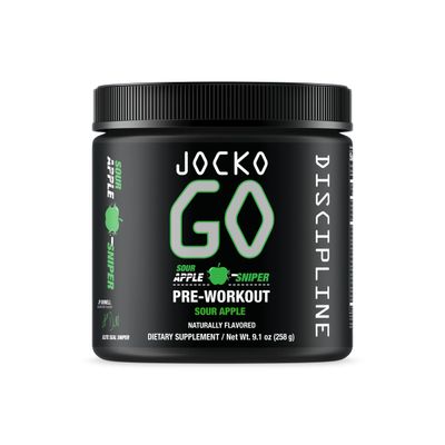 Jocko Fuel Pre Workout Powder with L-Citrulline, Nootropic &amp; Caffeine for Endurance &amp; Stamina - Keto, Sugar Free Blend for Distance Running, Cycling, Jiu Jitsu - 30 Servings (Sour Apple)