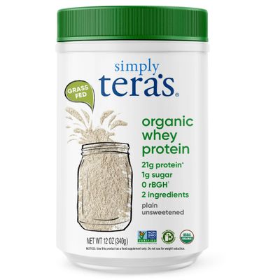 Simply Tera&#39;s Organic Whey Protein Powder - Grass Fed Whey Protein Powder Without Artificial Sweeteners, Unflavored Protein Powder, Non-GMO, Kosher, Gluten-Free - Plain Unsweetened 12 Oz