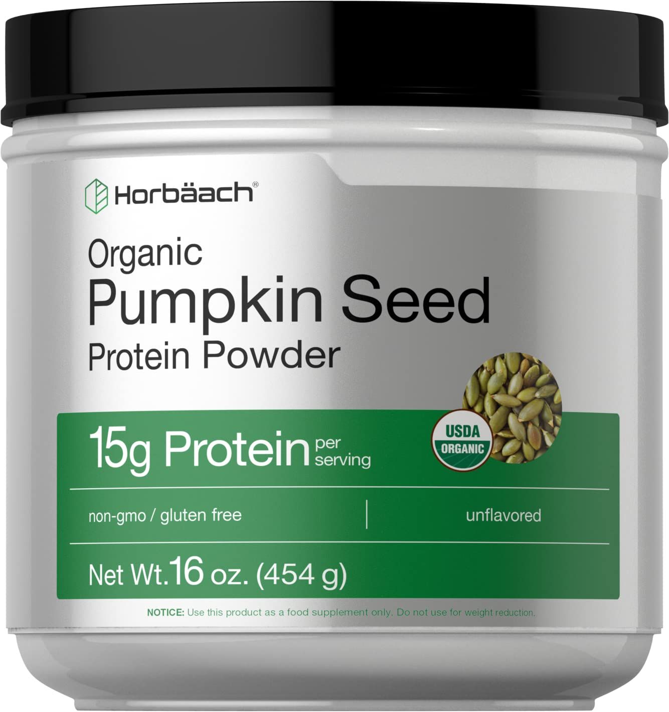 Horbach Pumpkin Seed Protein Powder Organic | 16 oz | Vegetarian, Gluten Free, and Non-GMO Formula | Keto and Paleo Supplement | 15g of Protein Per Serving