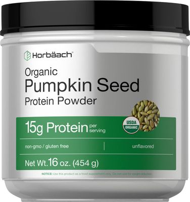 Horbach Pumpkin Seed Protein Powder Organic | 16 oz | Vegetarian, Gluten Free, and Non-GMO Formula | Keto and Paleo Supplement | 15g of Protein Per Serving
