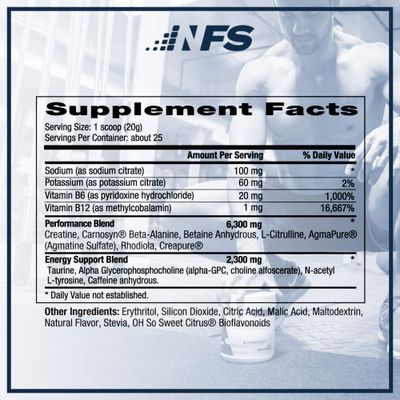 NF Sports Pre-Workout - Supports Energy, Cognitive Function, Strength, and Muscular Endurance to Optimize Workouts - Strawberry Lemonade Flavor - 25 Servings