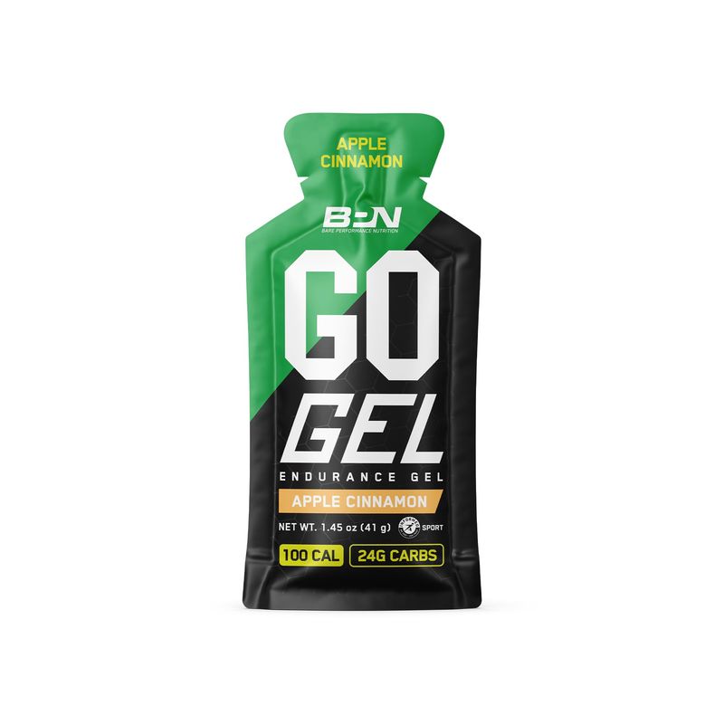 BARE PERFORMANCE NUTRITION, BPN Go Gel Endurance Gel, Vegan + Gluten Free Running Gel with 24g of Carbohydrates &amp; 100 Calories per Gel Pack, 10 Single-Serving Gel Packs, Apple Cinnamon