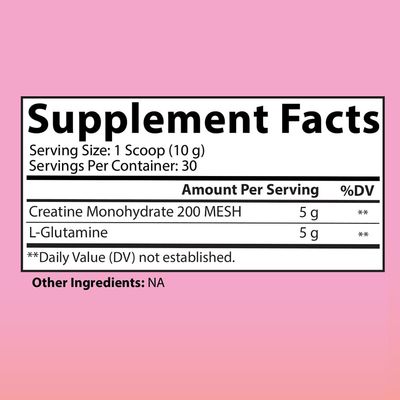 Better Booty Glute Scoop, Creatine for Women Creatine + LGlutamine Amino Acid, Perfect for Booty Gain Muscle Builder Powder Glute Growth Drink Mix Supplement (300 Grams, 30 Servings)