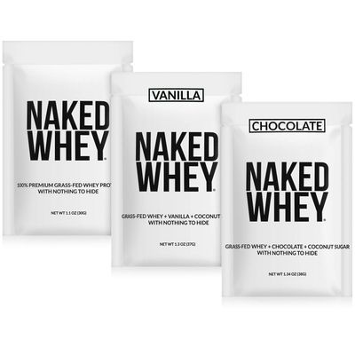 Naked Whey Sample Pack - Unflavored, Chocolate, and Vanilla