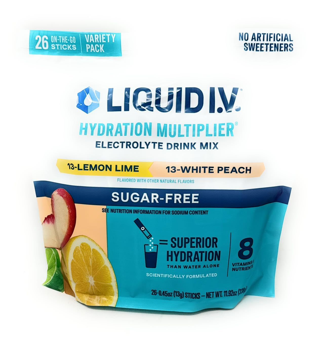Liquid I.V. Sugarfree Hydration Multiplier Lemon Lime &amp; White Peach - 26 Sticks