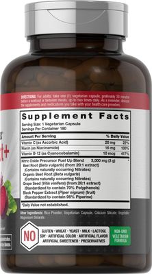 Horbach Nitric Oxide Beet Root Capsules | 180 Count | with Nitrates and Precursor | for Men and Women | Vegetarian, Non-GMO, Gluten Free Supplement