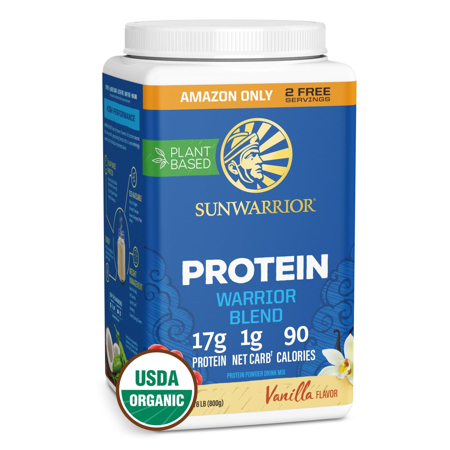 Sunwarrior Vegan Protein Powder Plant-based Protein Powder USDA Organic | BCAA Amino Acids Hemp Seed | Keto Friendly Soy, Dairy, &amp; Gluten &amp; Synthetic Free NON-GMO | Vanilla 32 Servings 17g Protein
