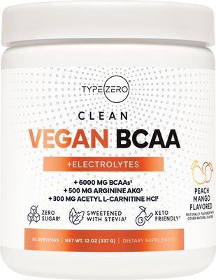 Ultra Clean Vegan BCAA Powder + Electrolytes (Peach Mango | 6G) 2:1:1 Sugar-Free/No Sucralose BCAAs Amino Acids Supplement for Women/Men - Best BCAA Vegan Amino Acids After Post Workout Recovery Drink