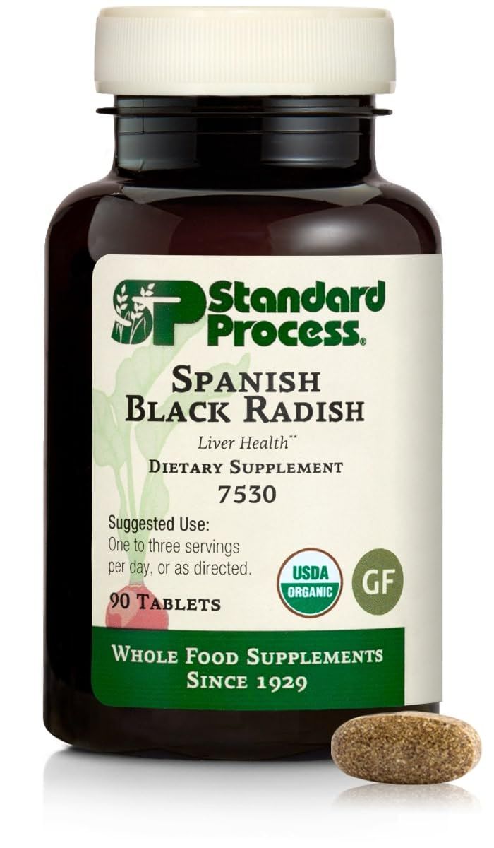 Standard Process Spanish Black Radish - Whole Food Detox, Liver Support, Digestion and Digestive Health, Gallbladder Support with Honey and Vitamin C - Vegetarian, Gluten Free - 90 Tablets