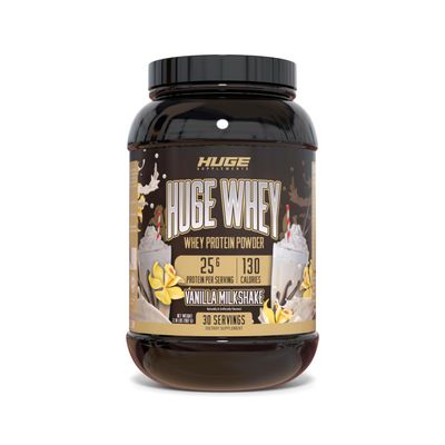 Huge Whey, Protein Powder for Muscle Gain, 25g Protein, 12g EAAs, Supports Muscle Growth, Performance &amp; Recovery (Vanilla Milkshake, 30 Servings)
