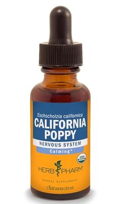 Herb Pharm Certified Organic California Poppy Liquid Extract for Calming Nervous System Support - 1 Ounce