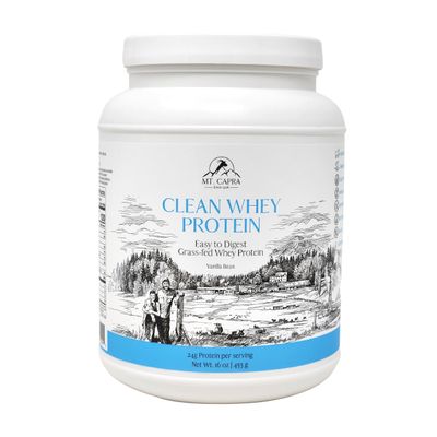 Mt. Capra Goat Whey Protein | Grass-Fed Undenatured Whey Protein Powder from Pastured Goats, High in Branch Chain Amino Acids, Natural Vanilla - 1 Pound