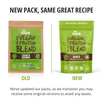BodyMe Organic Vegan Protein Powder Blend | Raw Cacao | 2.2lb 1kg | UNSWEETENED with 3 Plant Proteins