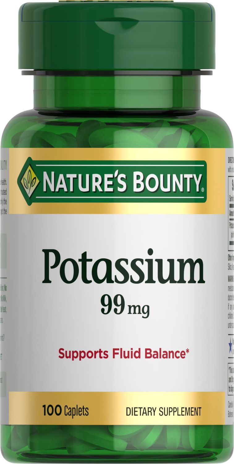 Nature&#39;s Bounty Potassium, Supports Fluid Balance, Dietary Supplement, 99 mg, 100 Caplets