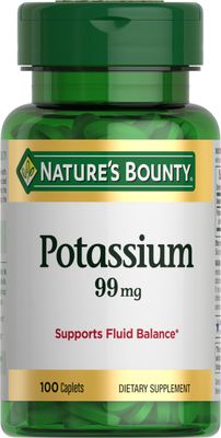 Nature&#39;s Bounty Potassium, Supports Fluid Balance, Dietary Supplement, 99 mg, 100 Caplets