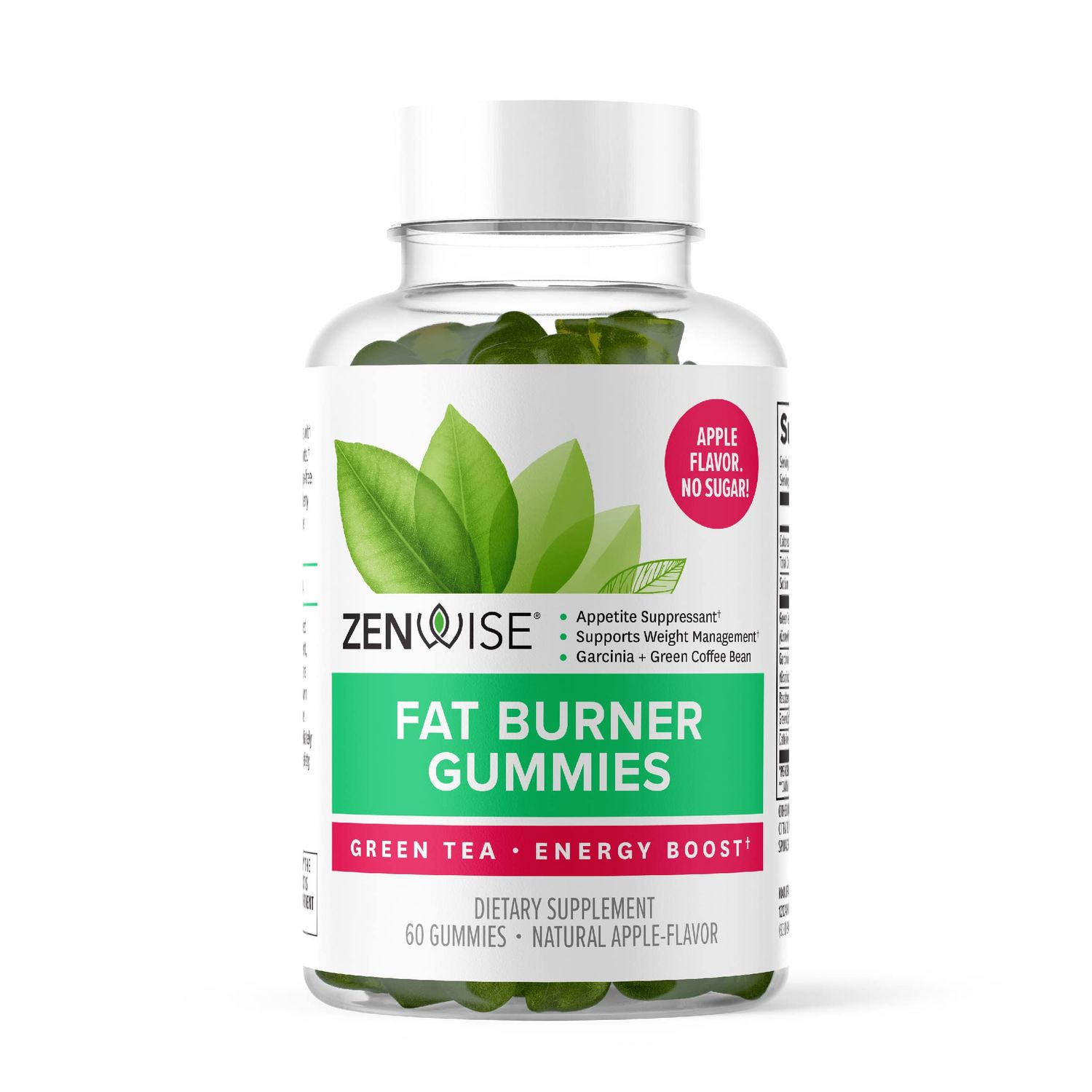 Zenwise Health Fat Burner Gummies - Appetite Suppressant for Weight Loss with Green Tea Extract and Garcinia Cambogia for Metabolism + Green Coffee Bean and Raspberry Ketone - 60 Count Apple Gummies