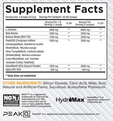 Core Nutritionals Pump Full-Spectrum Non-Stimulant Pre-Workout, with N03T Nitrate, Peak02, Alpha GPC, for Maximum Pump, Strength, and Performance 20 Servings (Tropic Thunder)