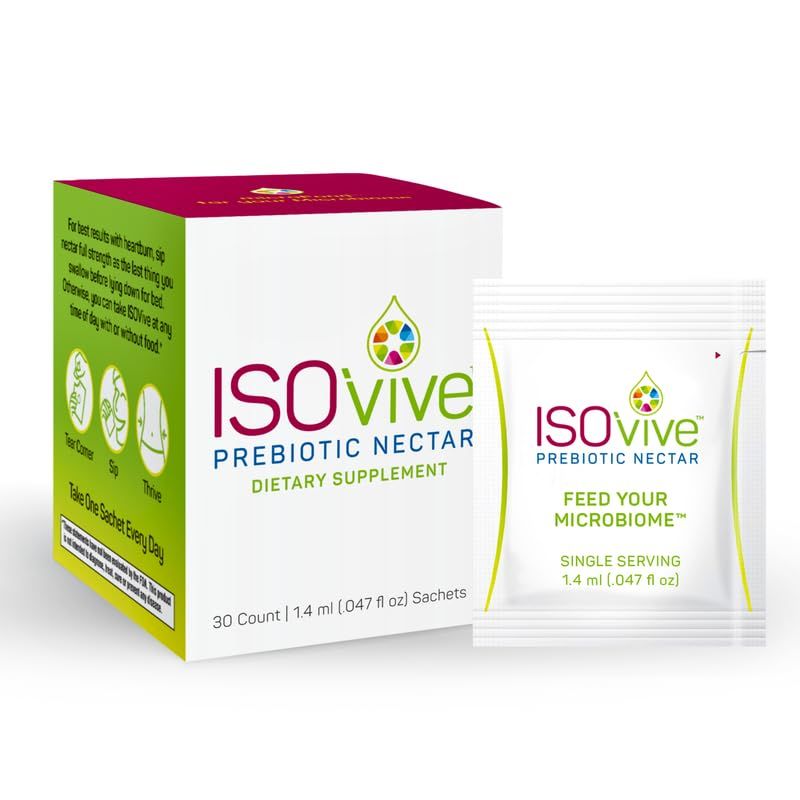 ISOThrive ISOVive Prebiotic Liquid Supplement (30-Day Supply) Natural Heartburn and Bloating Relief - Naturally Fermented Daily Fiber - Formerly