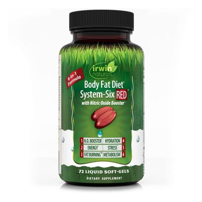 Irwin Naturals Body Fat Diet System-Six RED - 72 Liquid Soft-Gels, 6-in-1 Formula for Weight Management with Nitric Oxide Booster - 24 Total Servings