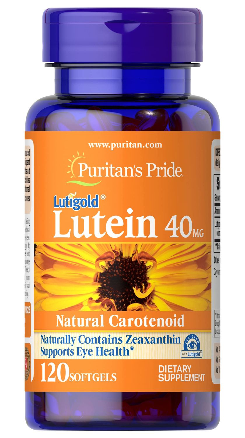 Puritan&#39;s Pride Lutein 40mg With Zeaxanthin, Supports Eye Health, 120 Count (Pack of 1)