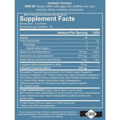 4YWN Testosterone Booster Gummies Supplement for Men, Boosting Muscle Growth, Stamina and Performance with Tongkat Ali, Horny Goat Weed, Tribulus Terrestris, Fenugreek, &amp; Maca (60 Count (Pack of 1))