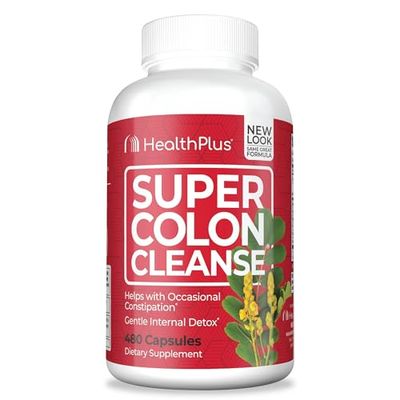 Health Plus Super Colon Cleanse: 10-Day Cleanse -Detox | 12 Cleanses, 480 Count (Package may vary)
