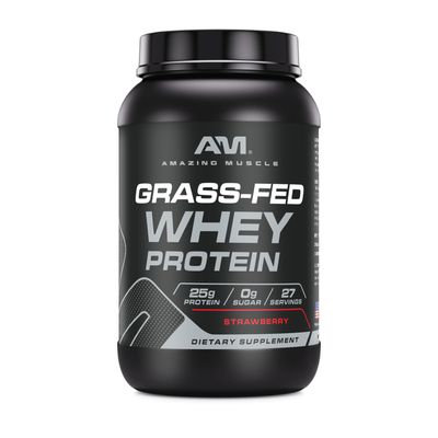 Amazing Muscle Grass-Fed Whey Protein Powder Supplement | 2 Lb (907 G) | Non-GMO | Glute-Free | Made in USA