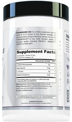 Fundamentals Intra or Post Workout Recovery Drink: 4 Key Ergogenic Aids for Maximum Performance and Muscle Growth: Creatine, Beta-Alanine, Betaine, and Leucine, 30 Servings, Unflavored