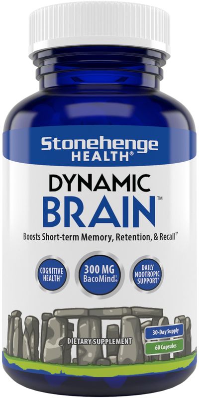 Stonehenge Health Dynamic Brain Supplement - New Formula with BacoMind for Memory Acquisition, Retention, &amp; Recall with 40 Unique Nootropic: Choline, Phosphatidylserine, and Huperzine A