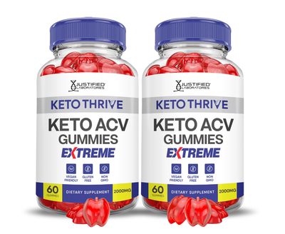 (2 Pack) Keto Thrive Keto ACV Gummies Extreme 2000MG Keto Thrive Keto Gummies Apple Cider Vinegar Formulated with Pomegranate Beet Juice Powder B12 Vegan Non GMO 120 Gummys