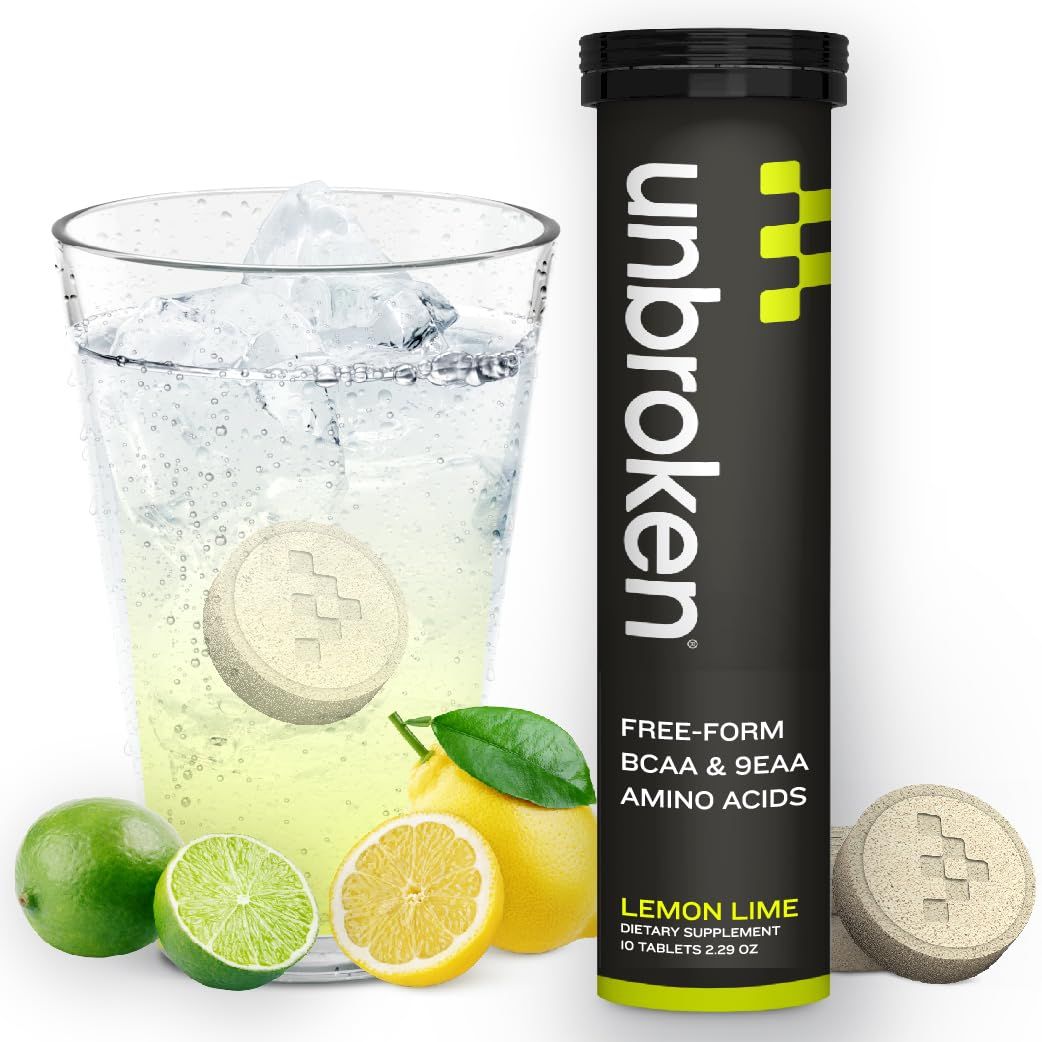 UNBROKEN Amino Energy Tablets with All 9 EAA &amp; BCAA Amino Acids in Free-Form, Amino Acids Supplement for Faster Recovery &amp; Less Muscle Soreness, Post &amp; Preworkout for Men &amp; Women,10 Serv. Lemon/Lime.