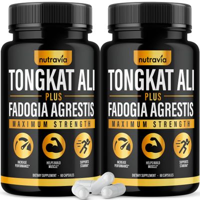 (2 Pack) Tongkat Ali Fadogia Agrestis for Men Supplement, Male Nitric Oxide Booster Longjack Tongkat Ali Extract Powder Vitamins Test Pump Flow Performance Blend Tongkat-Ali for Women (120 Capsules)