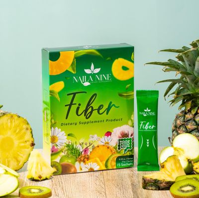 NAILA NINE Prebiotic Fiber Supplement Powder Apple and Kiwi Flavour Pack of 15 Sachets