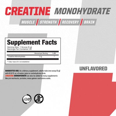 Undefined Nutrition Creatine Monohydrate by Brian Shaw (Unflavored, 60 Servings) - Easy Mixing and Absorbing Micronized Creatine Monohydrate Powder - Supports Muscular Energy, Power, and Brain Health