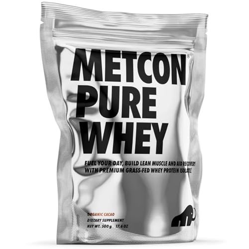 MetCon Whey Protein Isolate - Premium Grass-Fed Whey Protein Isolate Powder with 5 All-Natural Ingredients, No Fillers, Organic Cacao Flavor (500g)